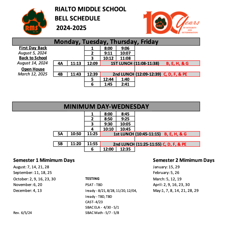 23-24 Bell Schedule